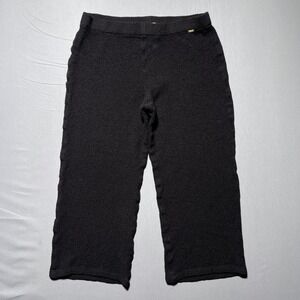 St. John Cropped Wide Leg Textured Boucle‎ Pants Womens Small Brown Knit Pull On